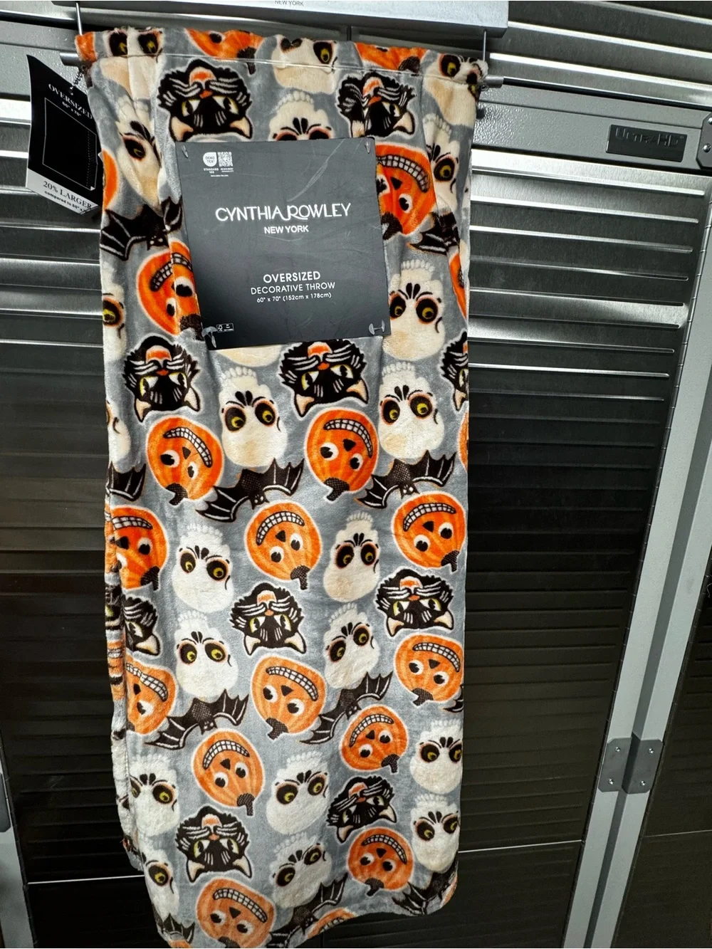 Halloween Cynthia Rowley Vintage Inspired Throw Blanket, Cats, Pumpkins & Skulls